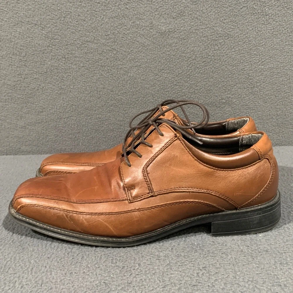 Dockers Derby Shoes Men 11W Tan Leather Square Bicycle Toe 90-27242 Dress Casual